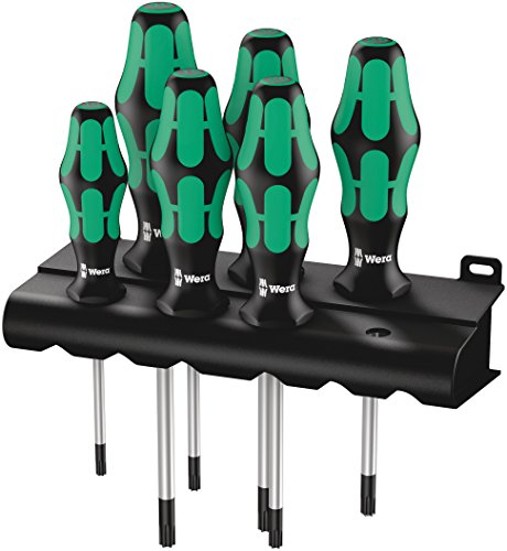Wera 05028062001 367/6 TORX® Screwdriver set Kraftform Plus and rack, 6 pieces - size: TX10x80mm, TX15x80mm, TX20x100mm, TX25x100mm, TX30x115mm, TX40x140mm