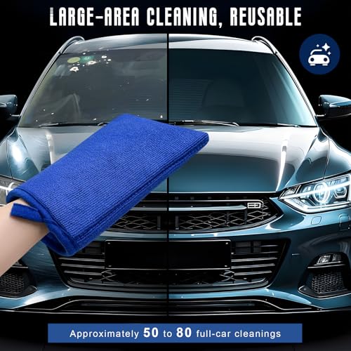 2 PCS Car Clay Mitt, Anti-Scratch Microfiber Auto Detailing and Polishing Clay Towel, Reusable Cleaning Clays Bar Glove for Cars SUVs Motorcycles, Car Accessories (Blue) - color: Blue