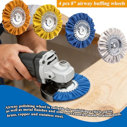 11Pcs 8 Inch Aluminum Polishing Kit for Angle Grinder (5/8 inch Arbor Hole),Metal Buffing Wheel Kit and Polishing Compound for Aluminum Stainless Steel Brass Copper Mirror Finish - style: 8 inch - 9pcs