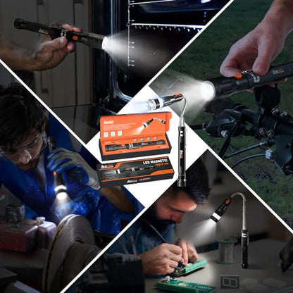 Lenski Gifts for Men Dad Husband Flexible Magnetic Pickup Tool with LED | Magnetic Flashlight Pickup Tool, Gifts for Husband Dad, Birthday Gifts for Him Husband Father，Stocking Stuffers for Men