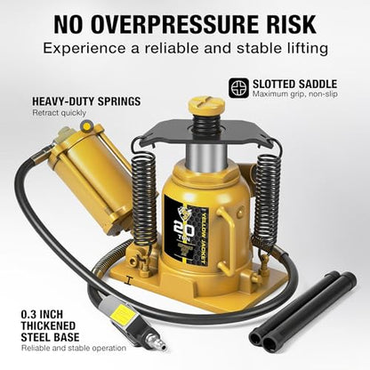 YELLOW JACKET Low Profile 20 Ton Air Bottle Jack 20 Ton with Aluminum Alloy Pump and Unique Slow Release Equipment