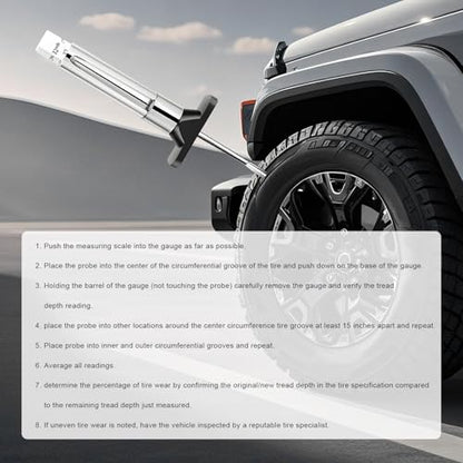 Car Tire Tread Depth Gauge, Color Coded Accurate Tyre Depth Measurement Tool in 32nds, Professional Six-Sided Tire Wear Checker Universal Fit for Cars Trucks Motorcycles - color: 1pcs