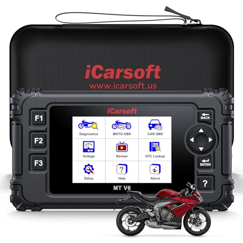 iCarsoft MT V6 for Triumph Motorcycle Full System Diagnostic Scan Tool Motorbike, Car 2-in-1 OBD2 Scanner Code Reader Up to 53 Services and 55 Bidirectional Tests Battery Test Lifetime Free Update