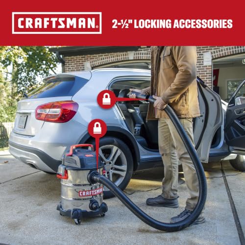 CRAFTSMAN CMXEVBE17155 10 Gallon 6.0 Peak HP Stainless Steel Wet Dry Vac