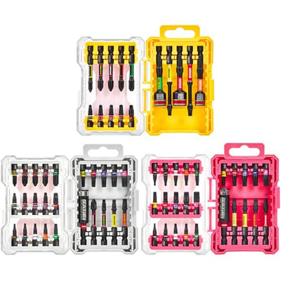 Geinxurn 65Pieces Impact Screwdriver Bits Set, Magnetic S2 Steel Phillips/Square/Torx Insert Power Bits Tips,Impact Bit Holder and Nut Driver with Storage Box Case - style: 65pcs-Pk/Yw/Bg