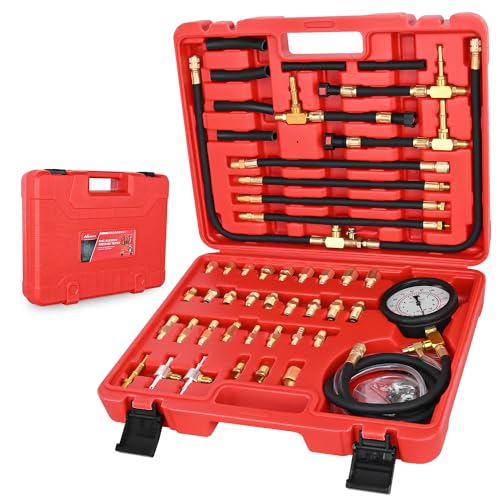 Nilight Fuel Pressure Tester Kit, 0-140 PSI Fuel Pressure Gauge with 9.49,7.89,6.30 Fuel Line Fittings, Master Fuel Injection Pressure Automotive Test Tool - color: Master B
