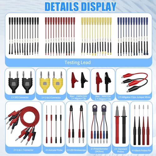76 PCS Automotive Test Lead Kit, Multimeter Test Leads Set with Back Probes, Alligator Clips, Banana Plug Adapters & Silicone Wires, 1000V/32A Electrical Test Kit for Car Circuit Diagnostics