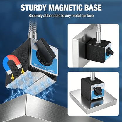 Magnetic Work Light, 1300 Lumens Led Machine Lights | Strong Magnetic Base, 20 inch Flexible Magnetic Lamp, For Garage, Workshop, Bandsaw, Lathe, Drill Press, 120V