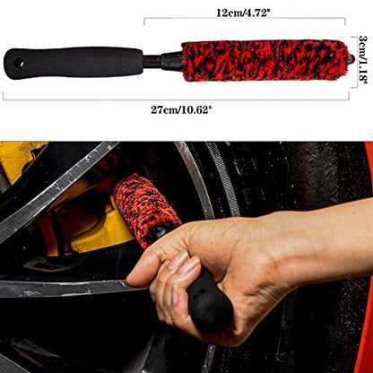 Metal-Free Wheel Brushes(3 Pack), Wheel Brush, Soft, Dense Fibers Clean Car Rim Wheels Safely… - color: Black EVA