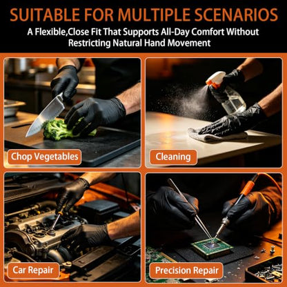 Gloves Disposable Latex Free, Nitrile Gloves 100 Pcs, Black Cleaning Gloves, Powder Free Food Prep Gloves, Large