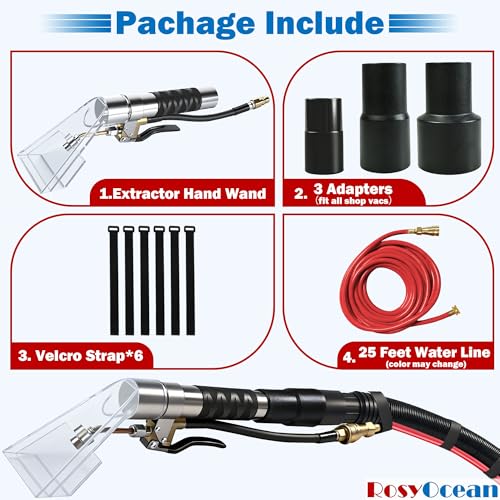 Extraction Head w/ 3 Adapters for Carpet & Upholstery Cleaning | 2-1/2",1-7/8",1-1/4" size adapters，Universal fits all shop vacs，Auto detailing fabric cleaning - size: Small B with Spray Nozzle & Water Hose