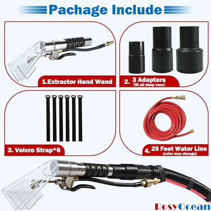 Extraction Head w/ 3 Adapters for Carpet & Upholstery Cleaning | 2-1/2",1-7/8",1-1/4" size adapters，Universal fits all shop vacs，Auto detailing fabric cleaning - size: Small B with Spray Nozzle & Water Hose