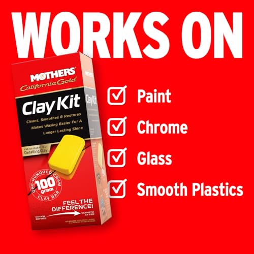 Mothers California Gold Clay Kit, 1 100-gram Clay Bar (07241) | Removes Contaminants, Restores Brilliance & Smoothness of Paint, Chrome, Glass & Plastics - style: 1 bar