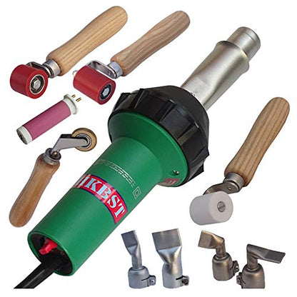 Hot Air Plastic Welder,1600W TPO Welder Kit With 4 Welding Nozzles,4 Pressure Seam Rollers, Professional Heat Gun for Vinyl PVC TPO & Shrink Wrapping, Essential Plastic Repair Welder Kit - size: 110V
