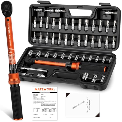 50PCS Inch Pound Torque Wrench Set, 1/4" Drive Bike Torque Wrench, 10-230 in.lb (1.1-26.0 nm), 72-Tooth Dual Direction Click Torque Wrench with Bit Sockets, for Bicycle, MTB, E-Bike Maintenance - size: 1/4-inch (50pcs, 10-230 in.lb/1.1-26.0 nm)