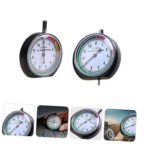 2Pcs Tire Depth Gauge Lightweight Portable Tread Measure Tool for Cars Trucks Accurate Tire Measure Device with Easy to Read Dial for Daily Use