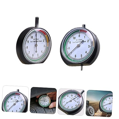 2Pcs Tire Depth Gauge Lightweight Portable Tread Measure Tool for Cars Trucks Accurate Tire Measure Device with Easy to Read Dial for Daily Use