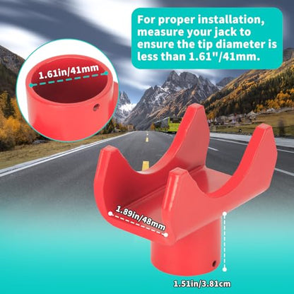 Bottle Jack Adapter for 12-Ton Jack - Fits 2/3/4 inch Round & 1.89" Square Tube - for RV, Truck, Trailer Jacks with Top Diameter < 1.61" - color: Red