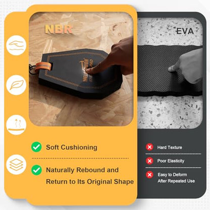 MELOTOUGH Mini Kneeling Pads with Badge Reel for Work, 1" Thick Soft NBR Foam Kneeling Pad for Mechanics, Construction, Electricians, Plumbers - Portable & Comfortable (Black)