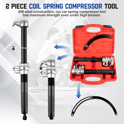 2 PCS Coil Spring Compressor Tool, Automotive Strut Spring Compressor, Heavy Duty Strut Spring Compression with Safety Jaws and Holder, Spring Compressor Tool 2205 LB Capacity