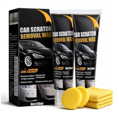 Car Scratch Remover for Vehicles, Upgrade Scratch Removal Wax & Swirl Remover with Wipe Sponge, Paint Restorer & Clear Coat Car Polishing Compound Kit, Easy to Use for All Paint Colors, 2Pcs