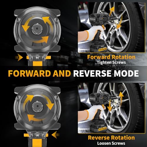 AwxryoX 1700Nm Impact Wrench, 20V 1254Ft-lbs Brushless Impact Gun with 2x4.0Ah Battery, 1/2" High Torque Pistola De Impacto with 6 Socket, Electric Impact Llave Driver for Truck/Mower/Car/Industrial