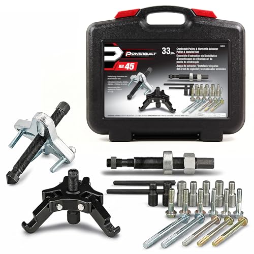 Powerbuilt Harmonic Balancer and Pulley Installer Tool Kit, 33 Piece, Crankshaft Pulley, Remove and Install, Storage Case - 648616, Black