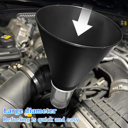Car Engine Oil Funnel, Vehicle Threaded Locking No Spill Spout Directly into Filler Funnel, Automotive Diesel Change Tool, Compatible with Avalon Tercel Venza (Black) - color: Black