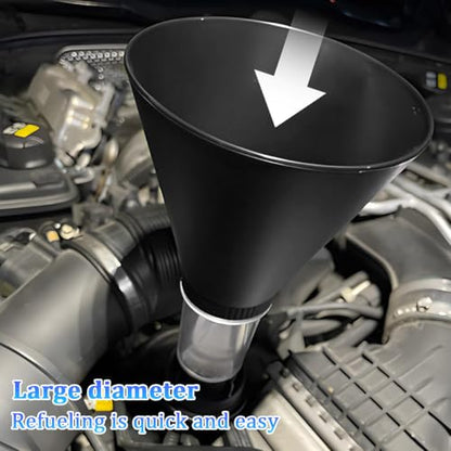 Car Engine Oil Funnel, Vehicle Threaded Locking No Spill Spout Directly into Filler Funnel, Automotive Diesel Change Tool, Compatible with Avalon Tercel Venza (Black) - color: Black