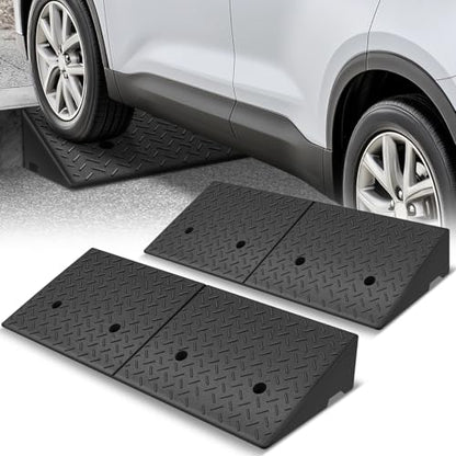 Auto Dynasty Rubber Curb Ramps, 5.9" Lift Height Curbside Driveway Ramp, 4410 LBS/2T Capacity Sidewalk Curb Ramp for Cars Trucks Bikes Motorcycles Wheelchairs, 2 Pack - size: 5.9" Rise