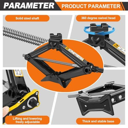 Banas 2-Pack Scissor Jack Car Jack 2 Ton, Automotive Jack Tool Kit with Ratchet Wrench Saving Strength Design, Universal Car Emergency Kit, Portable Tire Change Kit Car Tire Jack for Autos/SUV/MPV - size: 2-Pack Scissor Jack 2 Ton