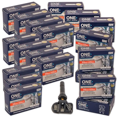 Silverback Automotive One-Direct TPMS Programmable Sensor Set of 20. Multi Frequency (314.9MHz + 315MHz + 433MHz) OE-Level TPMS Sensor Programmable by Any Ateq Mfg. TPMS Tool. (Rubber Valve Stems) - size: 20 Pack with No Tool