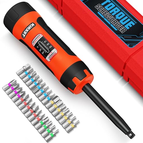 32 PCS 1/4" Drive Long Shank Torque Screwdriver, 5-55 Inch Pound Torque Screwdriver Set with S2 Bits and Socket Adapter for Maintenance, Tools, Bike Repairing and Mounting - size: 5-55 in.-lb. L