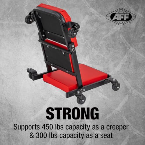 AFF 3-Way Mechanic Creeper & Shop Stool - Heavy Duty Low Profile Seat with Backrest Converts to Creeper & Garage Stool - for Garage & Shop Use - style: 3-Way Creeper Seat