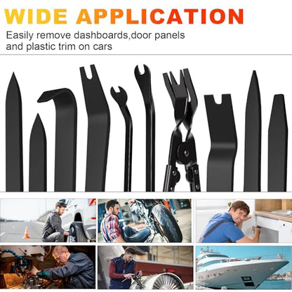 10 Pcs Car Trim Removal Tool Kit with Plastic Pry Tool and Clip Pliers for Car Panel Dashboard Door Clips and Upholstery,No Scratch Auto Trim Rivet Clip Removal Tool Set