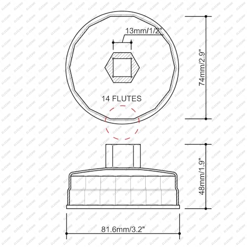 74mm 14Flutes Oil Filter Cap Wrench Removal Tool Socket Compatible with Mercedes Benz, Audi, Sprinter, VW, Porsche, Volkswagen, Mazda, Heavy-Duty Silver Alloy Steel - style: Alloy Steel