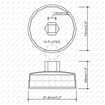 74mm 14Flutes Oil Filter Cap Wrench Removal Tool Socket Compatible with Mercedes Benz, Audi, Sprinter, VW, Porsche, Volkswagen, Mazda, Heavy-Duty Silver Alloy Steel - style: Alloy Steel