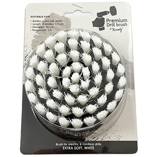 Premium Drill Brush Professional – Extra-Soft 4 in White | Scratch-Free Cleaning Brush for Carpet, Upholstery, Leather Seats, Glass, Furniture and Car Interior - color: White