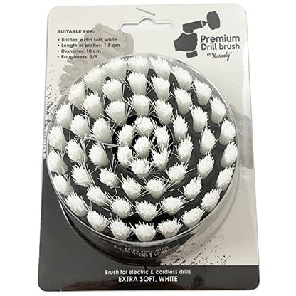 Premium Drill Brush Professional – Extra-Soft 4 in White | Scratch-Free Cleaning Brush for Carpet, Upholstery, Leather Seats, Glass, Furniture and Car Interior - color: White