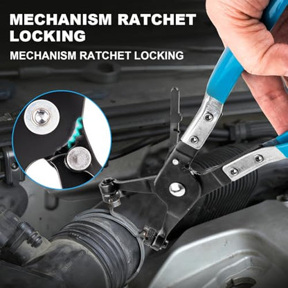 9PCS Professional Hose Clamp Pliers Set for Automotive, Long Reach Flexible Wire & Swivel Jaw Pliers for Fuel, Oil, Coolant Radiator Heater and Water Hoses
