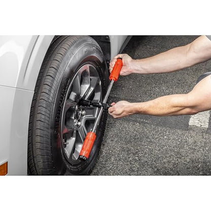 Powerbuilt Billy Club Universal Lug Wrench with Socket Storage, SAE and Metric, Remove Lug Nuts Tire Wheels - Gen-3 643045ECE - style: Gen3 Red