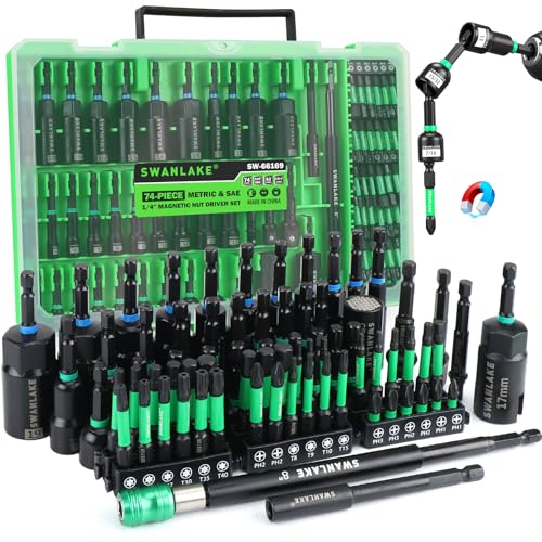 74-Piece Magnetic Nut Driver Set for Impact Drill Metric & SAE, Impact Socket Adapter, Power Bits with Magnetic Holder, Wing Nut Driver, Universal Socket, 1/4'' Quick-change Bit Extension - style: Multi-Use Kit