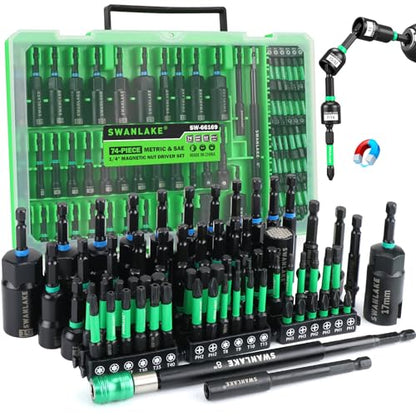 74-Piece Magnetic Nut Driver Set for Impact Drill Metric & SAE, Impact Socket Adapter, Power Bits with Magnetic Holder, Wing Nut Driver, Universal Socket, 1/4'' Quick-change Bit Extension - style: Multi-Use Kit
