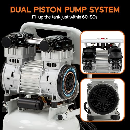 Albott 10 Gallon Electric Air Compressor, 1.8 HP Vertical Wheeled Tank | Oil-Free Air Compressor with Copper Motor 115 PSI Max Pneumatic Tool Tire Inflation Use - style: 10 Gal