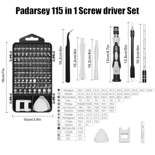 115-in-1 Precision Screwdriver Sets, Multiple Repair Tool Kit with Cluch Head and Bits Non Slip Handle and Tweezers for Electronics, Watch, Glasses, Automotive Maintenance, Gray - color: Gray