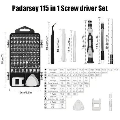 115-in-1 Precision Screwdriver Sets, Multiple Repair Tool Kit with Cluch Head and Bits Non Slip Handle and Tweezers for Electronics, Watch, Glasses, Automotive Maintenance, Gray - color: Gray