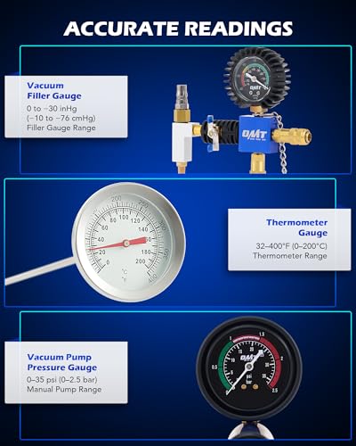 Orion Motor Tech Coolant Pressure Tester Kit, 26pc Coolant Vacuum Refill Kit with 18 Radiator Adapters, Radiator Cooling System Pressure Tester & Filler Kit with Vacuum Pump Vacuum Purge & Refill Tool