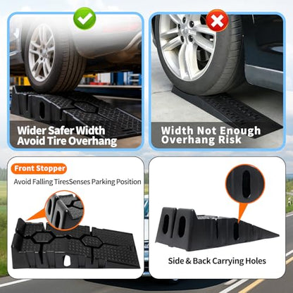 Portable Plastic Car Ramps - 6600Lbs Capacity Non-Slip Low Profile Car Ramps for Oil Changes,Vehicle Ramps for Tire Replacement & Chassis Maintenance-SUV/Pickup/Sedan,2-Pack.