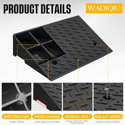 Rubber Curb Ramp,2 Pack,2.7" Rise Height,for Cars, wheelchairs | 8800lbs,with fixing bolts, Smooth transition fits vehicles & wheelchairs, lawn mowers,for driveways and sidewalks,shed. - size: 2.7" H
