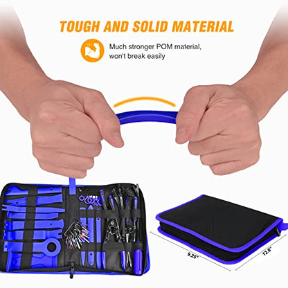GOOACC 238Pcs Auto Trim Removal Tool and Push Pin Retainer Clip Set | Fastener Terminal Remover Tool Adhesive Cable Clips Panel Remover Kit Car Panel Radio Removal Auto Clip Pliers - color: 120Pcs Clips + 118 Remover Blue